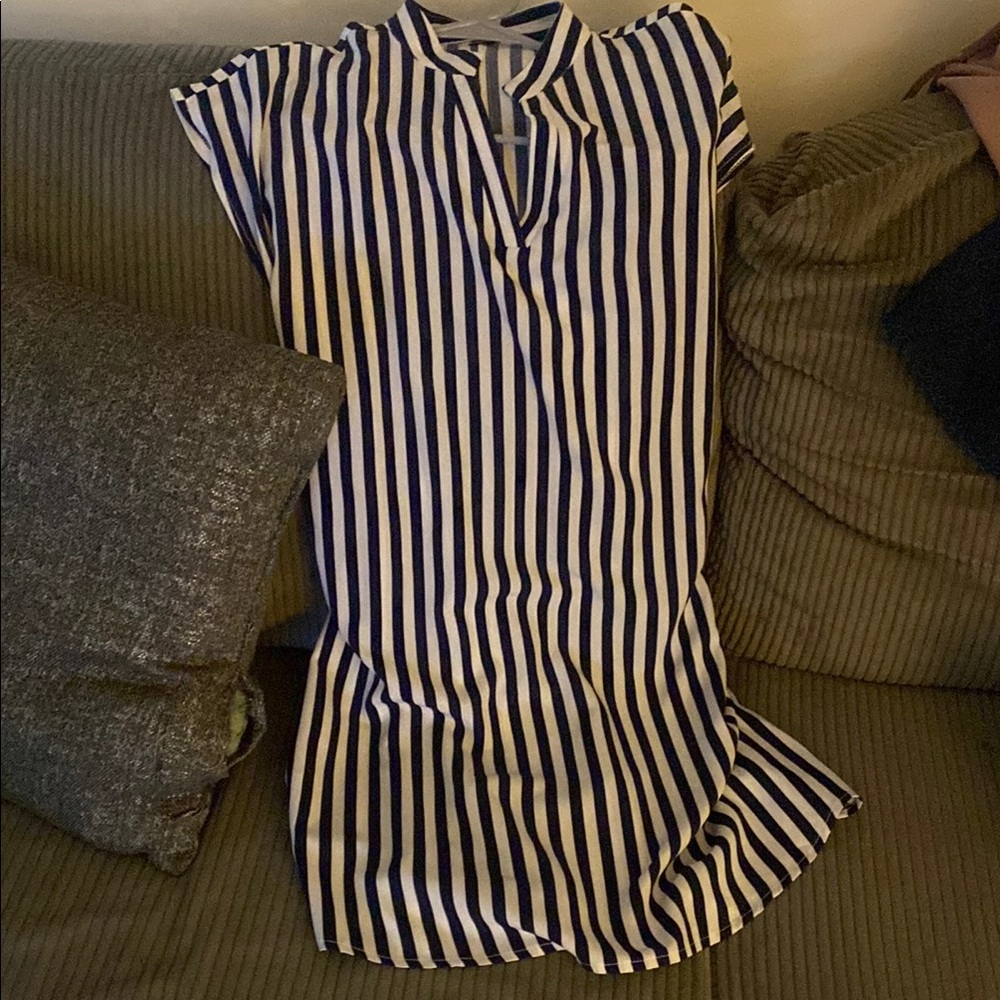 Striped Navy and White Dress